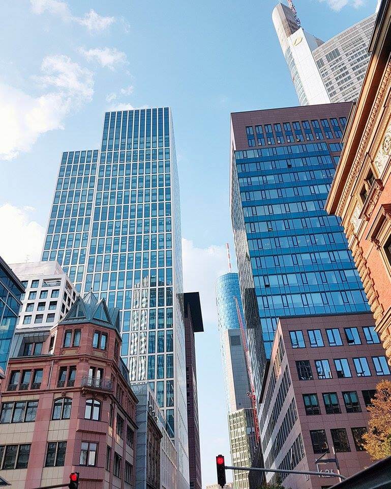 The beautiful skyscrapers of Frankfurt Germany. The best things to do in Frankfurt.