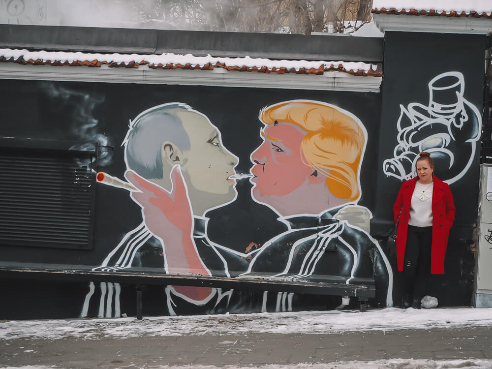 Unusual street art in Vilnius Lithuania