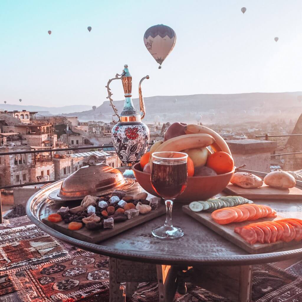 Breakfast at the Sultan Cave Suites Cappadocia Turkey. The ultimate bucket list place.