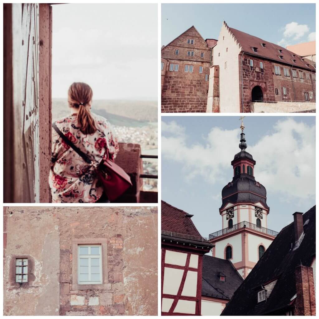 Multiple images of Breuberg Castle in Germany.
