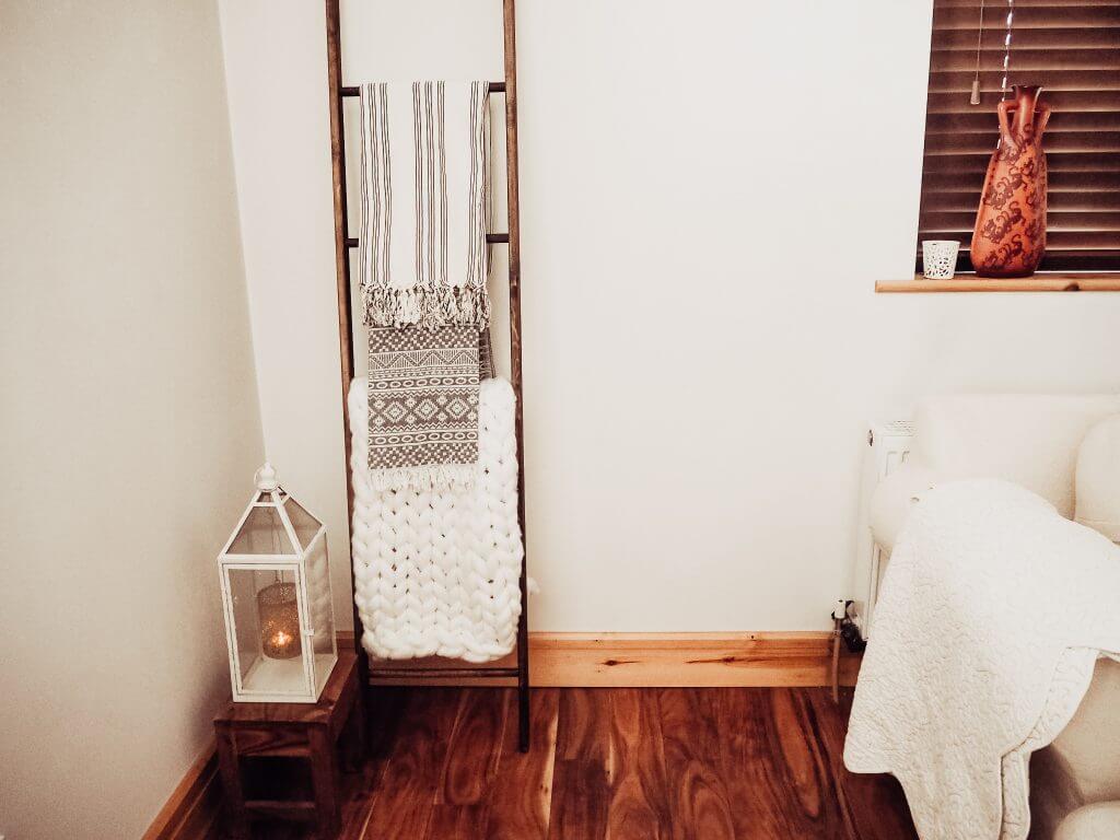 Blanket ladder to add a farmhouse feel.