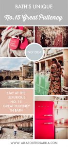 No.15 Great Pulteney: is this Bath's most unique hotel? There are so many beautiful places to stay in the city of Bath but No.15 Great Pulteney is in a class of its own. Not only is it a luxury boutique hotel in the heart of the city, but it is one of the most unique hotels I've stayed in. Read more on www.ouruniquestays.com