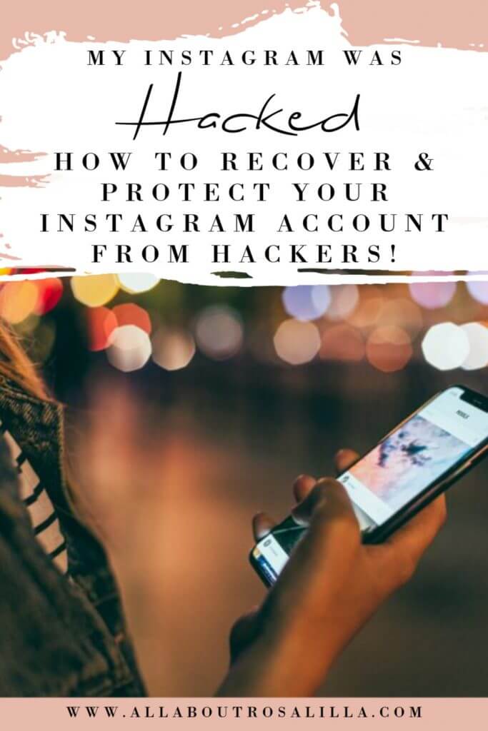 Image of a woman looking at Instagram on her phone with text overlay on what to do if your Instagram account was hacked and deleted