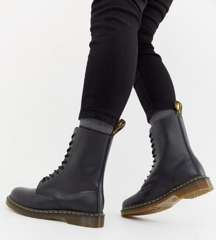 Dr Martens 1490 10-eye boots in black from Asos