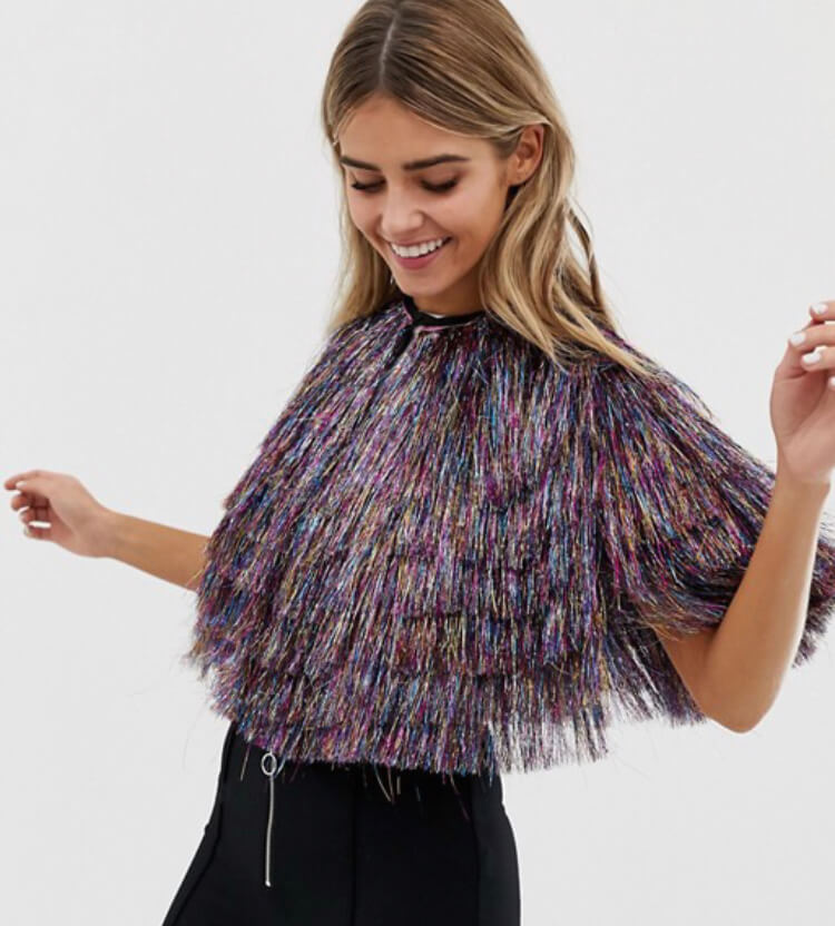 ASOS Design multi colour tassel festival cape