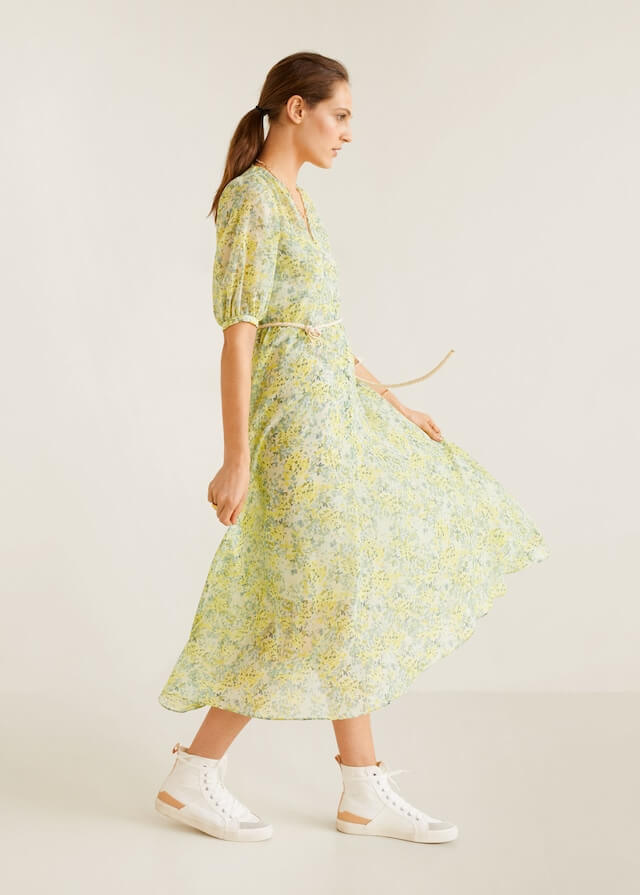 Mango Floral Printed Midi Dress