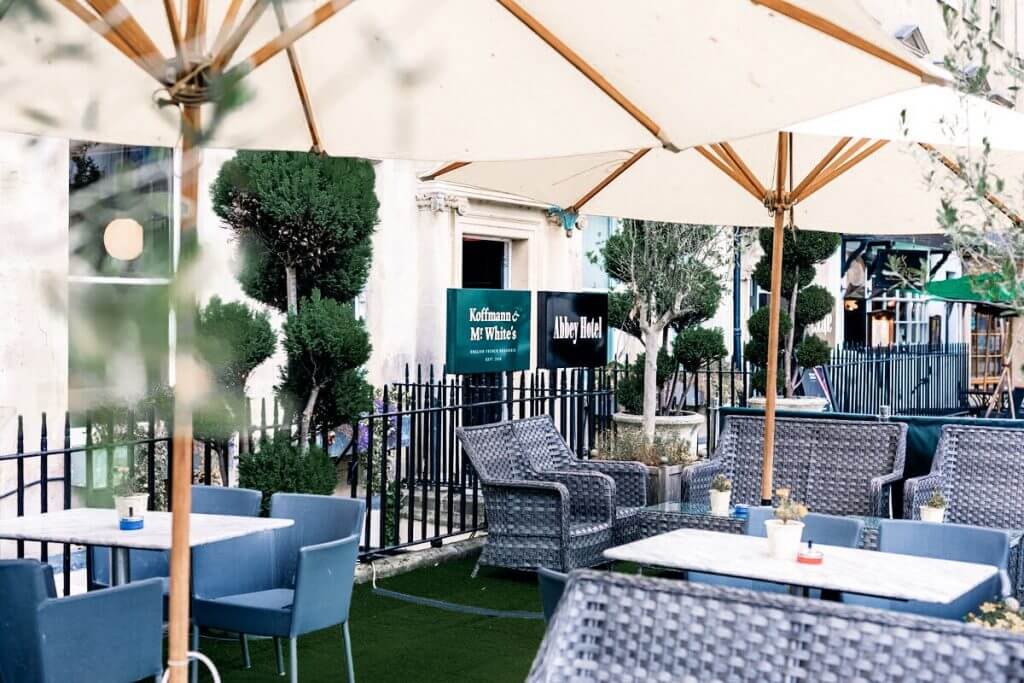 The Terrace at Abbey Hotel Bath. Read more on www.ouruniquestays.com