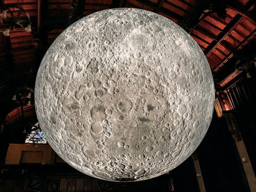Luke Jerram's Museum of the Moon in Derry Guildhall for Halloween in Derry