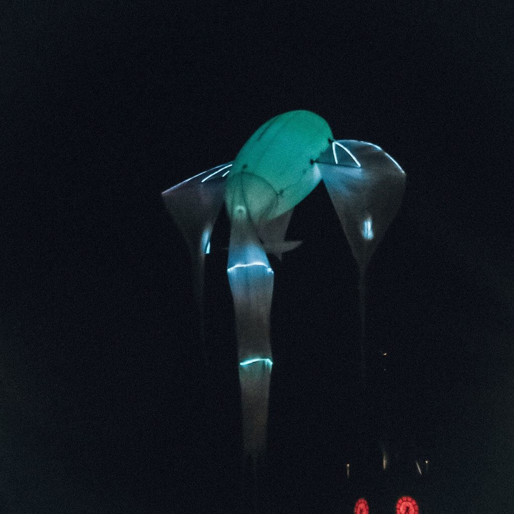 Illuminated floating creations from the French arts company Porté Par le Vent during the Derry Halloween festival