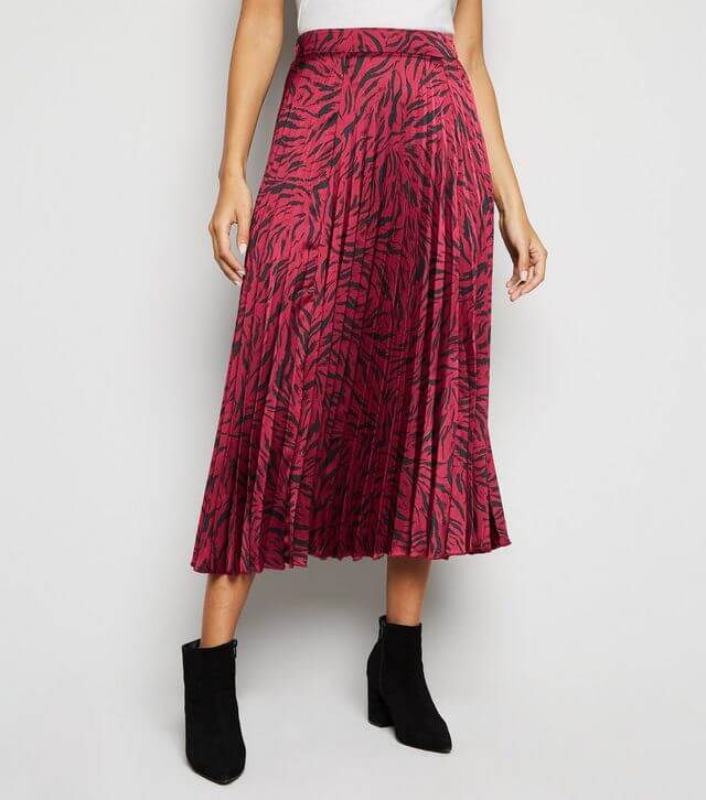 Plum tiger print satin skirt