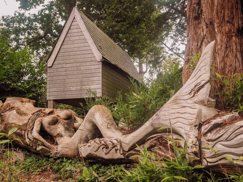 Tree carving of a mermaid at The Cornwall Hotel. Read more on www.ouruniquestays.com