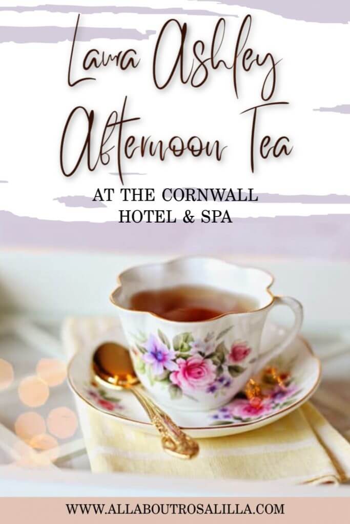Enjoy the quintessential British Afternoon Tea during the Laura Ashley Afternoon Tea Experience in The Cornwall Hotel & Spa. Read more on www.ouruniquestays.com #afternoontea #lauraashley #cornwall #thingstodointheuk #lauraashleytearoom #cornwallhotel