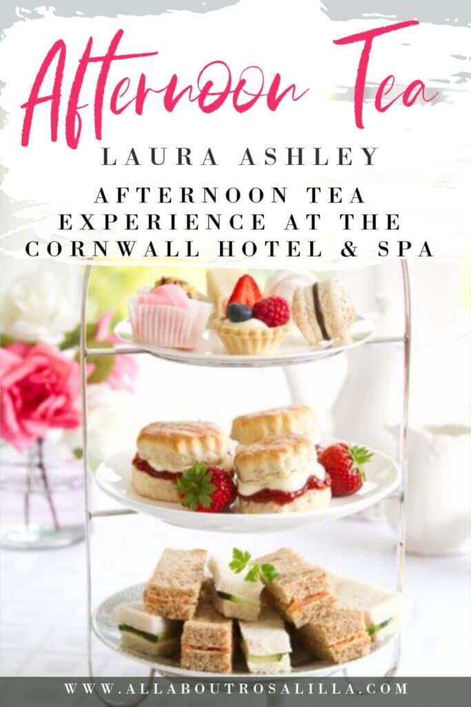 Enjoy the quintessential British Afternoon Tea during the Laura Ashley Afternoon Tea Experience in The Cornwall Hotel & Spa. Read more on www.ouruniquestays.com #afternoontea #lauraashley #cornwall #thingstodointheuk #lauraashleytearoom #cornwallhotel