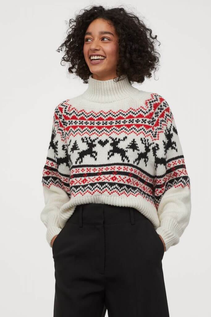 H&M Conscious range knitted turtleneck christmas jumper