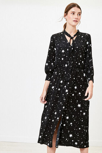 Oasis Star Pussy Bow Midi Dress