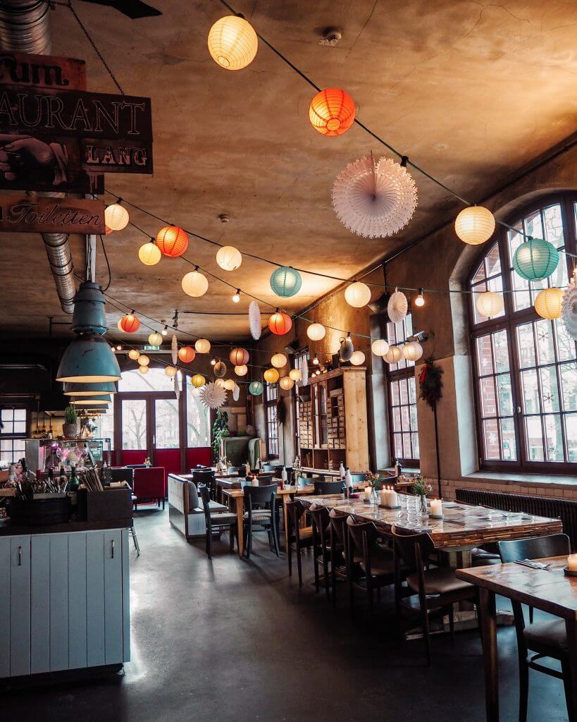 Colourful lights at Bullerei Restaurant Hamburg