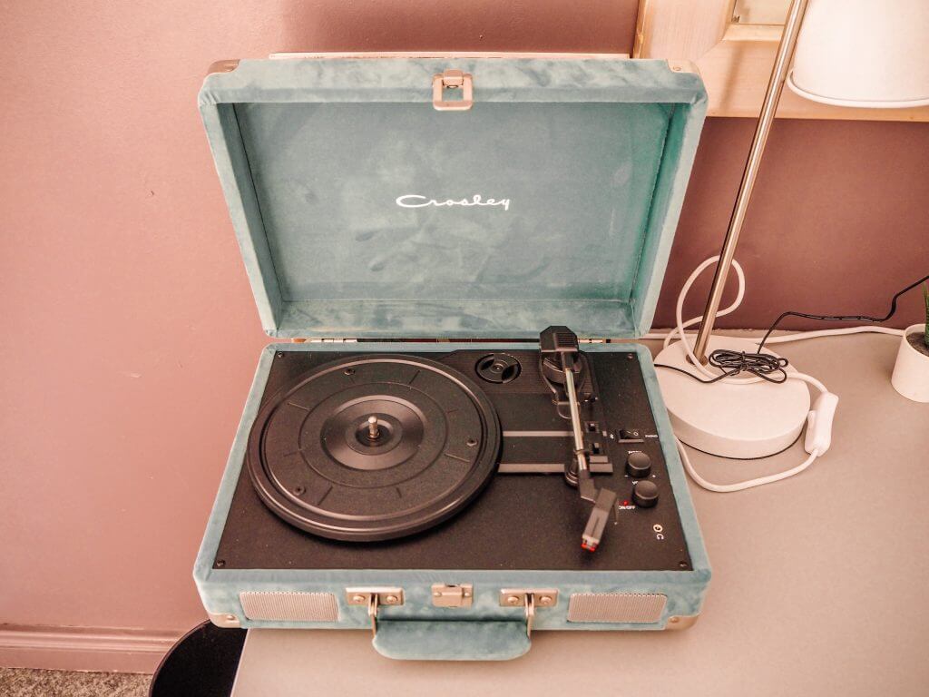 Retro record players in the hotel rooms at Armada Spanish Point Hotel