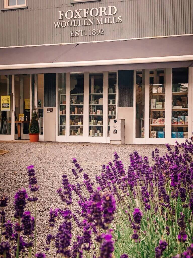 Outside of Foxford Woollen Mills in County Mayo Ireland