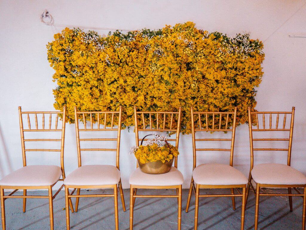 Flower display at a unique wedding venue in Ireland