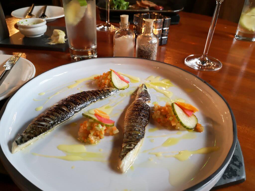 Starter of mackeral at The Strawberry Tree Restaurant