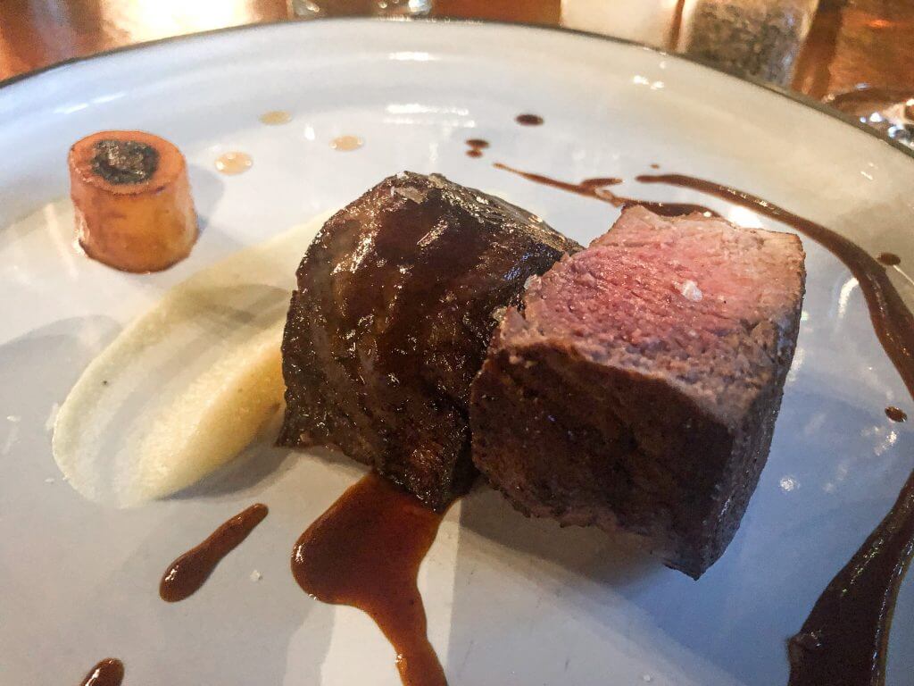 Main course of beef at The strawberry tree restaurant in wicklow