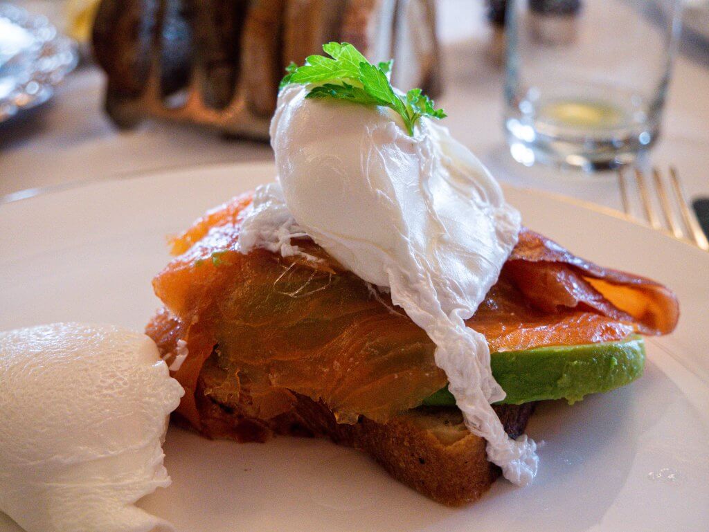Smoked salmon and poached egg breakfast