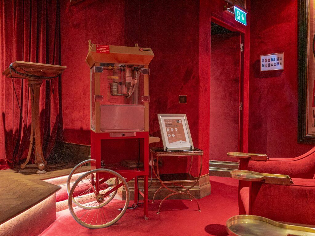 Popcorn stand in the movie room at Ashford Castle Hotel Ireland.