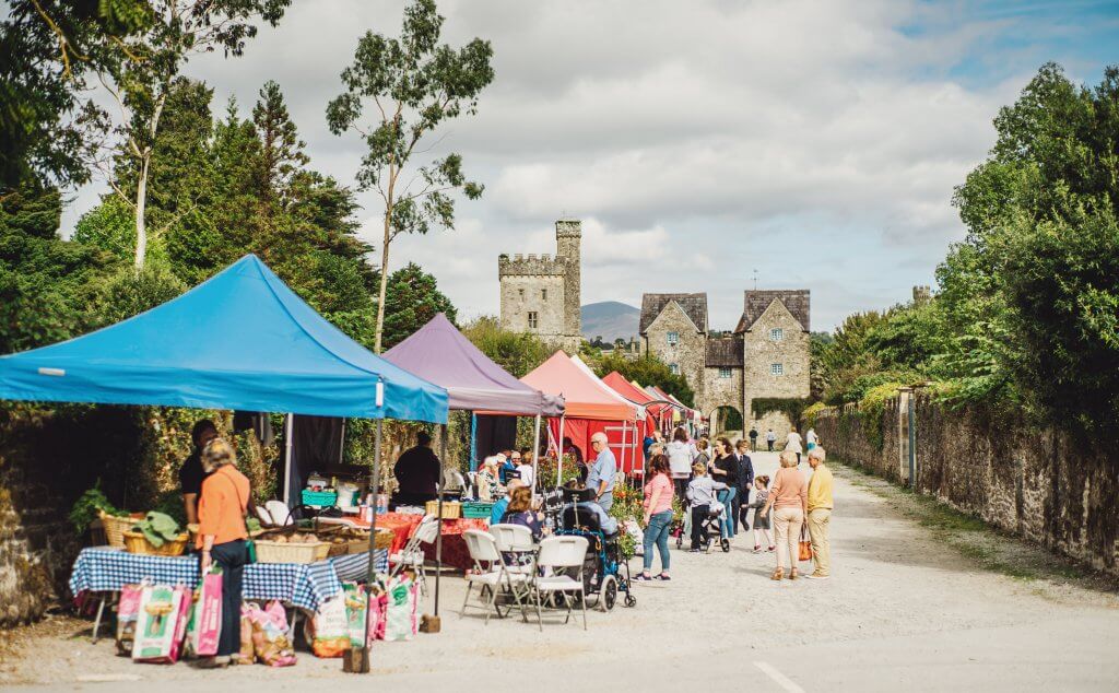 Bustling market in Lismore town in Irelands ancient east