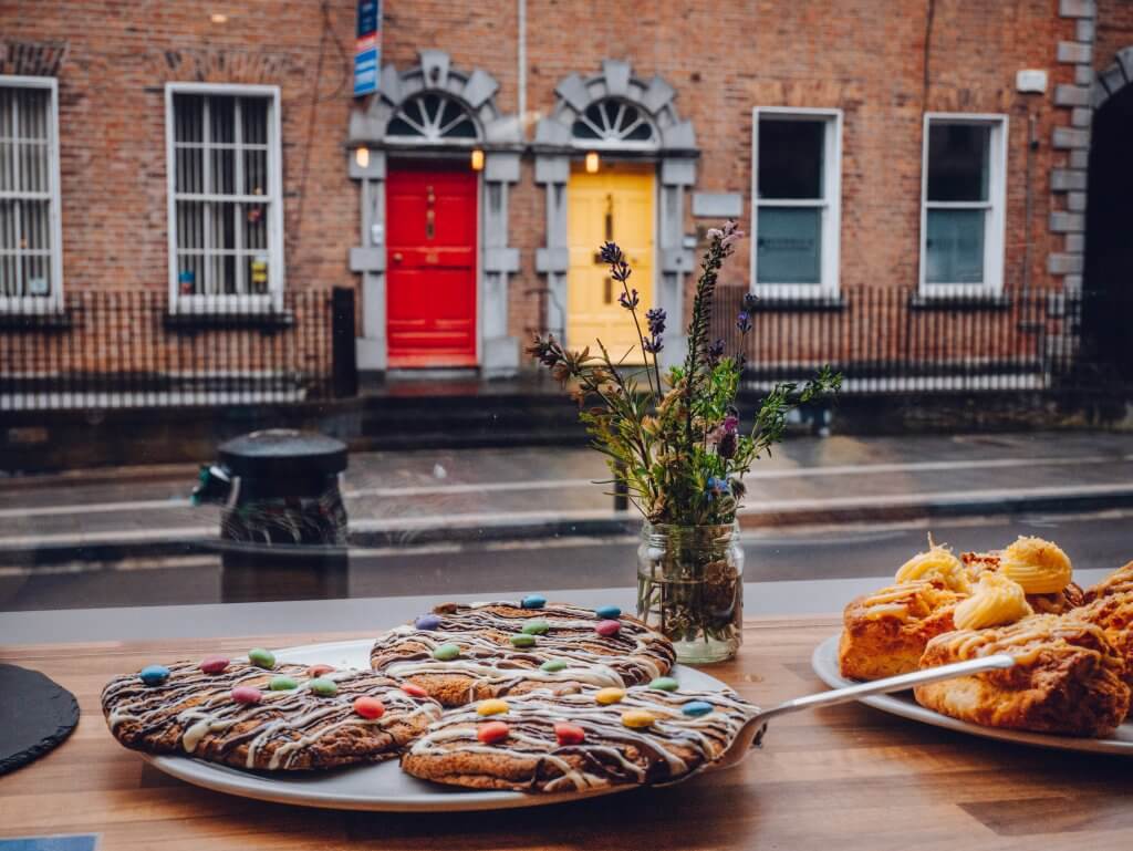 Cookies on the window of LaRivista Market in Kilkenny Ireland