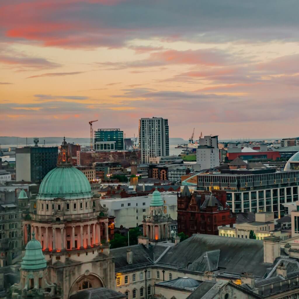 Belfast City Center at Sunset