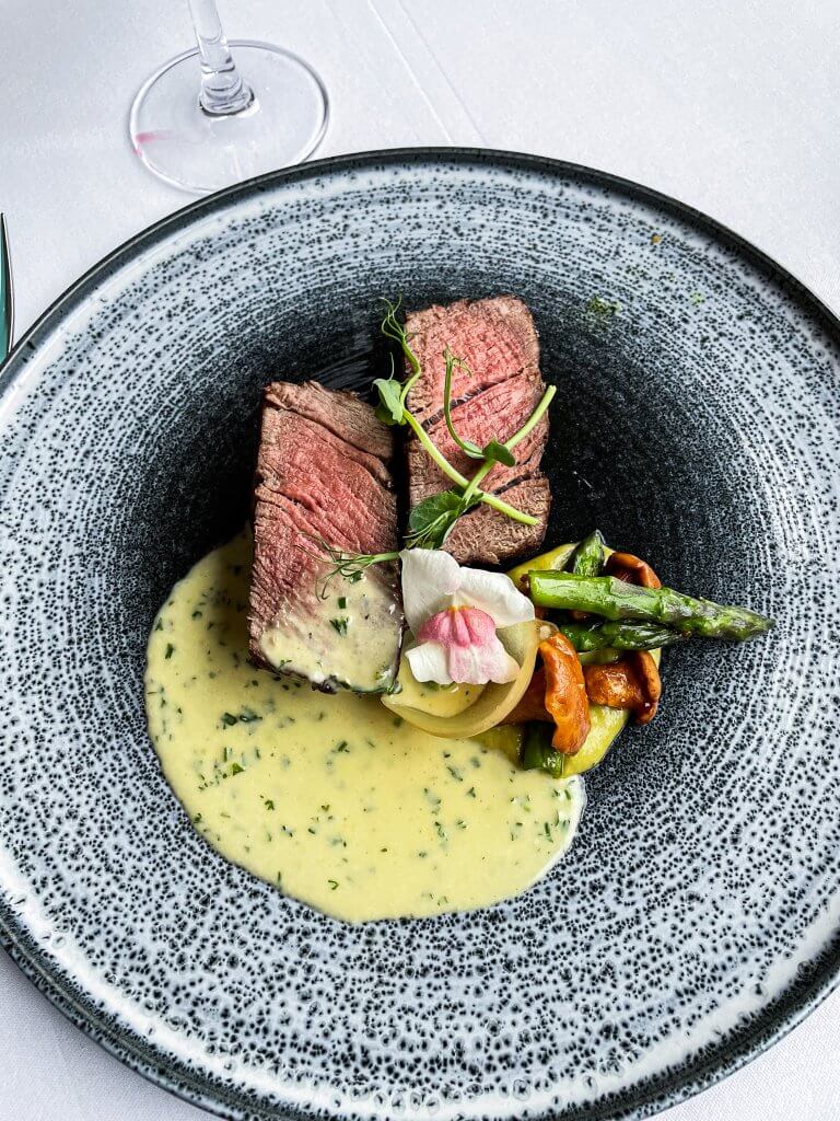 Steak dinner at the Lyrath Estate and Spa Kilkenny Ireland