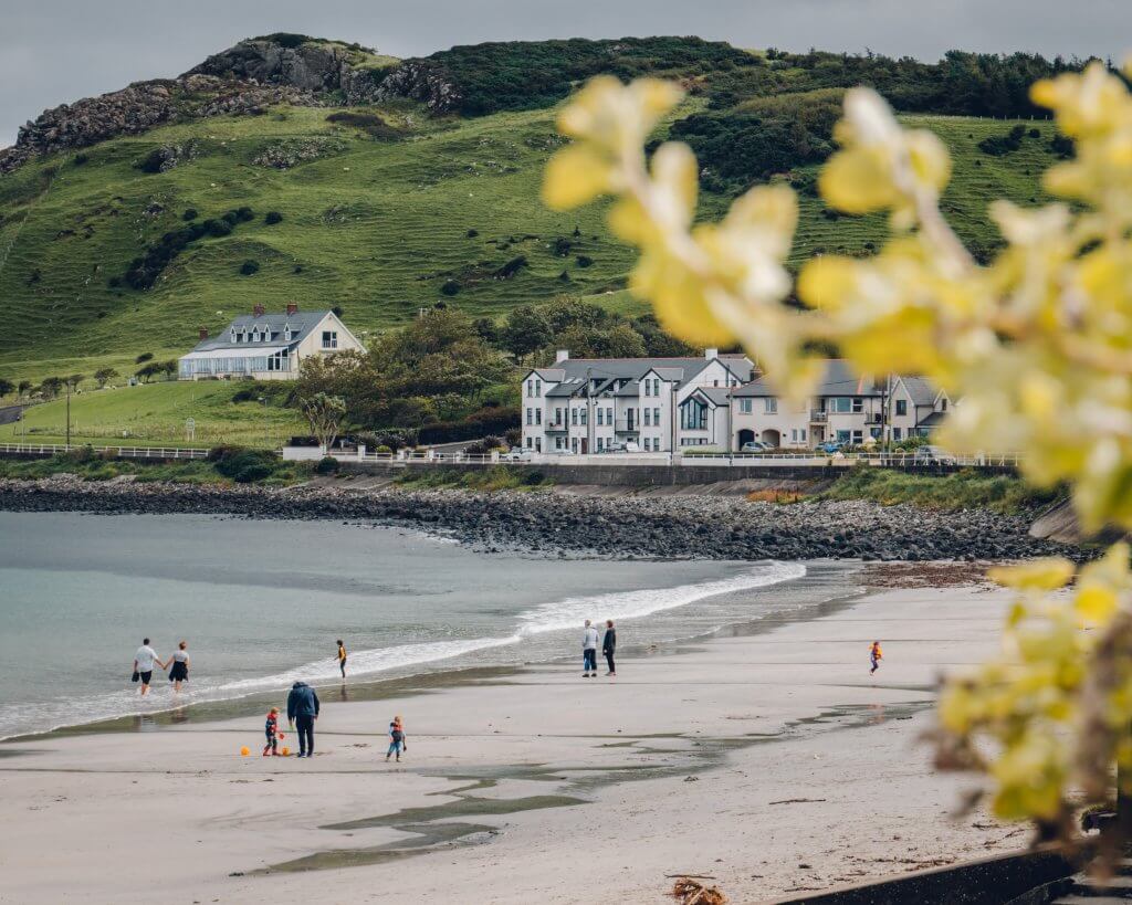 Beach at Ballygally in County Antrim Ireland