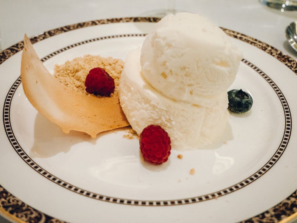 Plate of food during a fine dining experience at Vespers restaurant at the Culloden Estate and Spa