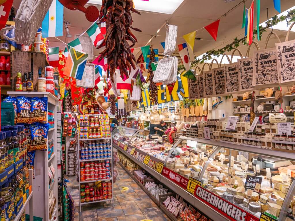 Interior of Sawers Delicatessen in Belfast City