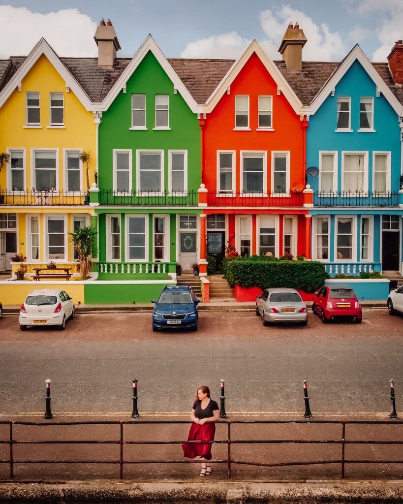 Row of colourful houses in Whitehead along the Antrim Coastal Route, a hidden gem in Antrim Northern Ireland