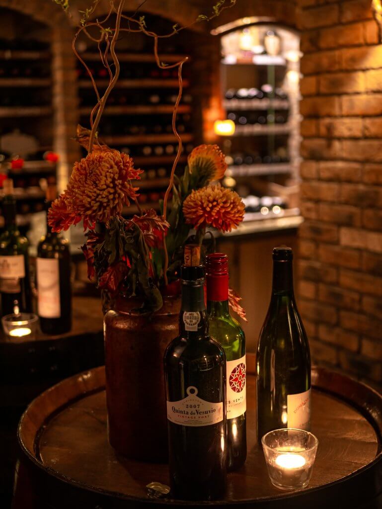 Sheen Falls Lodge's wine cellar, offering an impressive selection of fine wines from around the world.