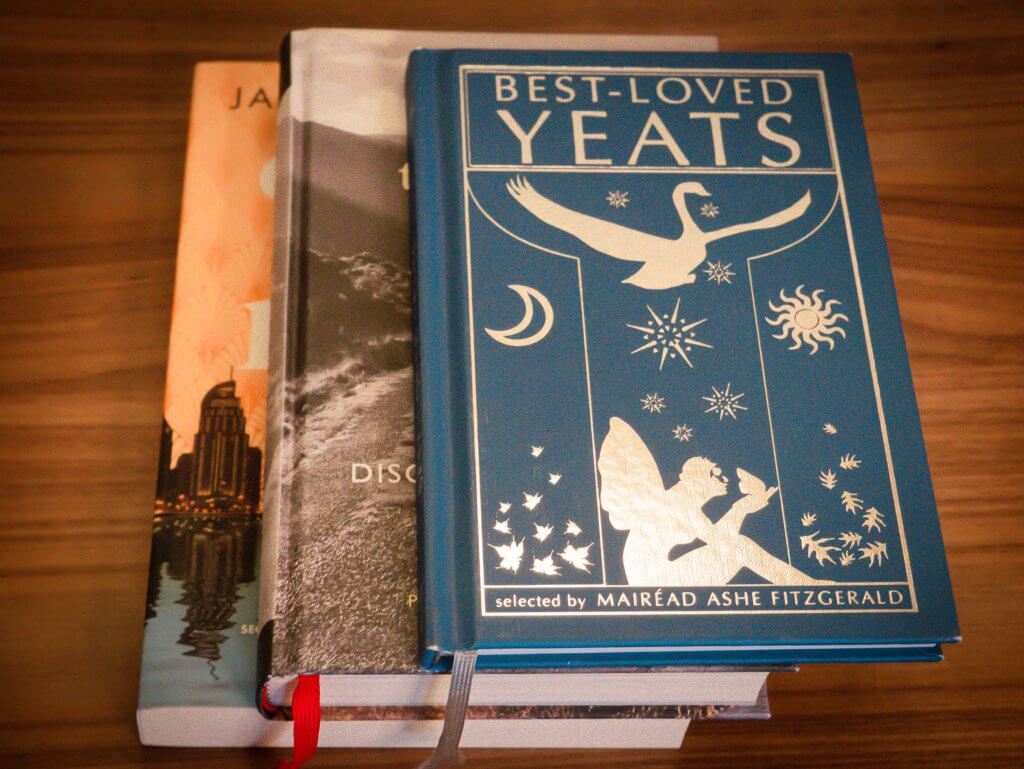 Selection of books, including a book on best-loved Yeats poetry, at Sheen Falls Lodge, Kenmare, Ireland.