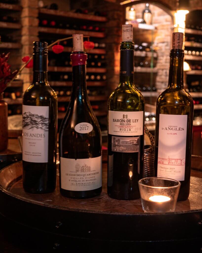 Sheen Falls Lodge's wine cellar, offering an impressive selection of fine wines from around the world.