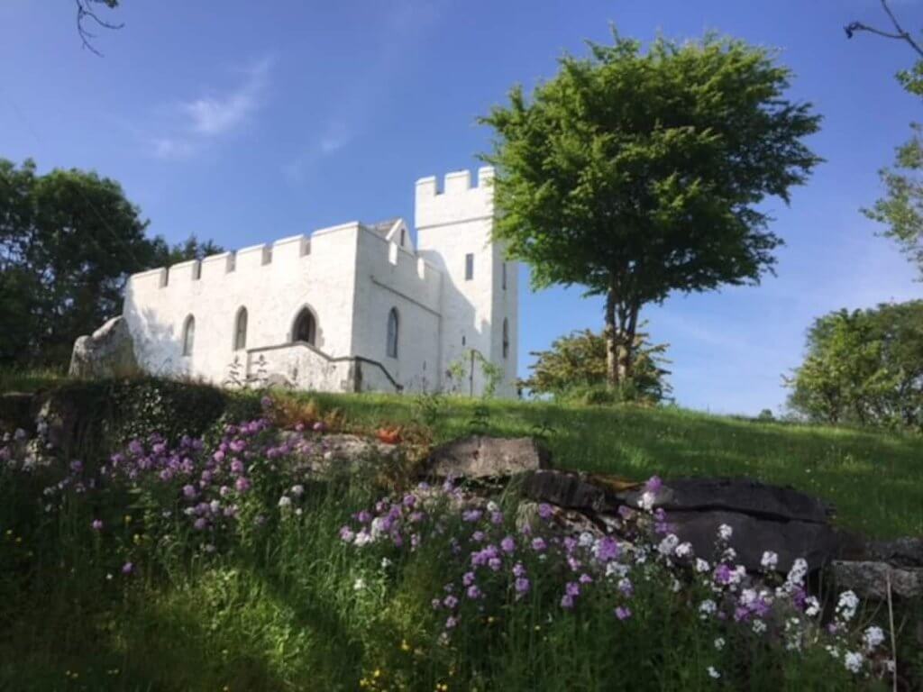 Exterior of Carraigin Castle in Headford Galway one of the best airbnbs in Ireland for groups and family holidays