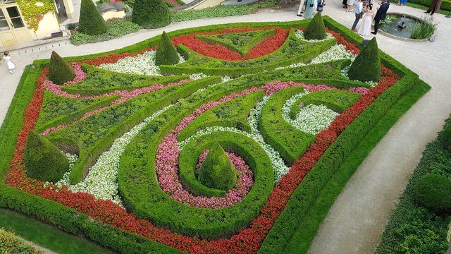 Aerial view of Vrtbovska gardens in mala strana in Prague
