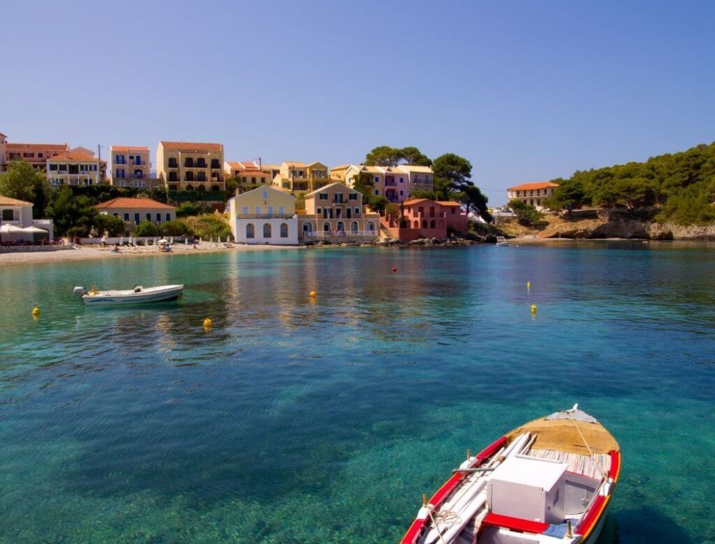 Boat in the harbour at Assos Kefalonia