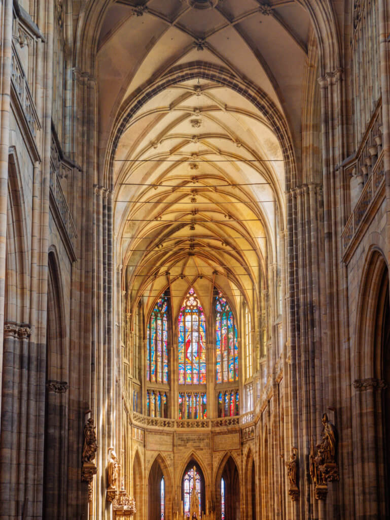 Interior of St Vitus Cathedral in Prague