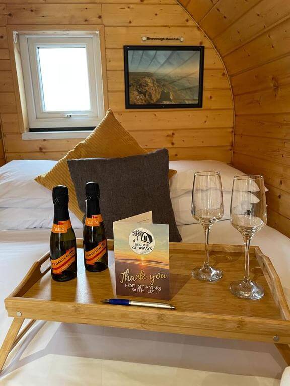 Welcome bottles of prosecco at Benone Getaways in Northern Ireland
