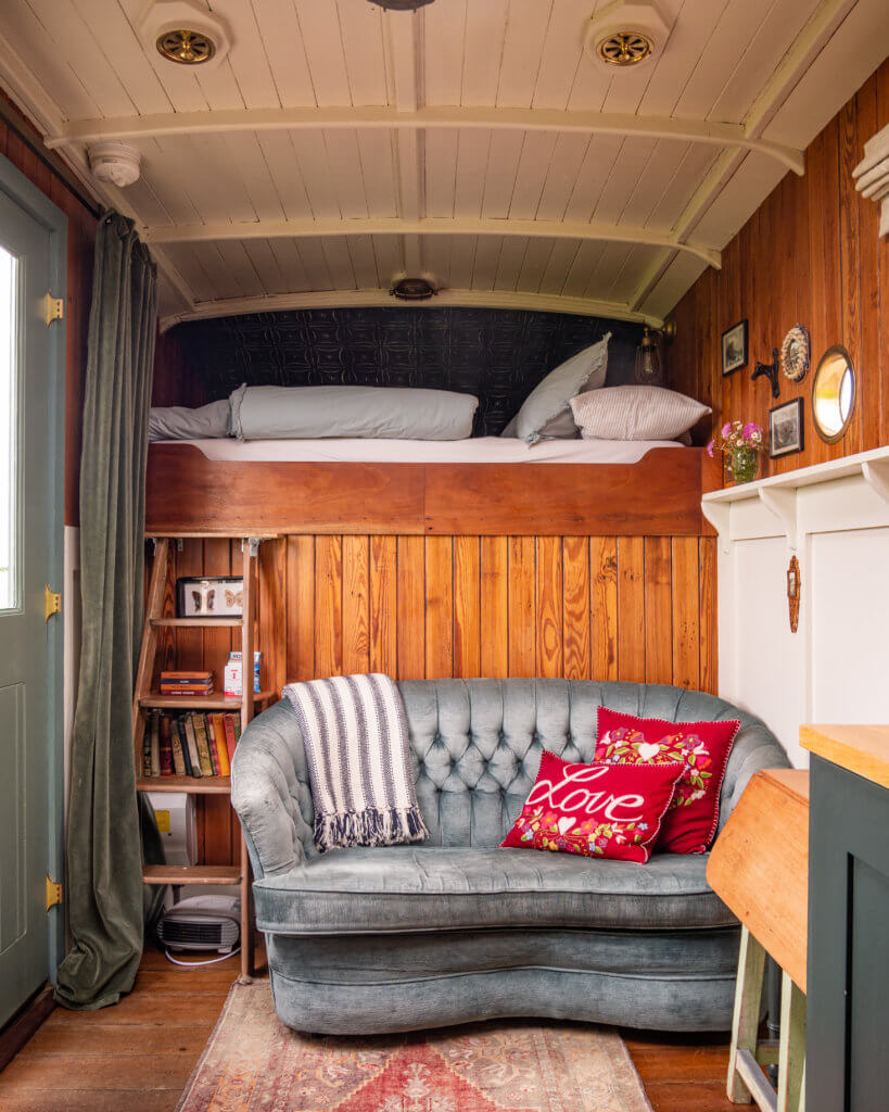 Interior of The Oat Box, a cool Airbnb in Northern Ireland.