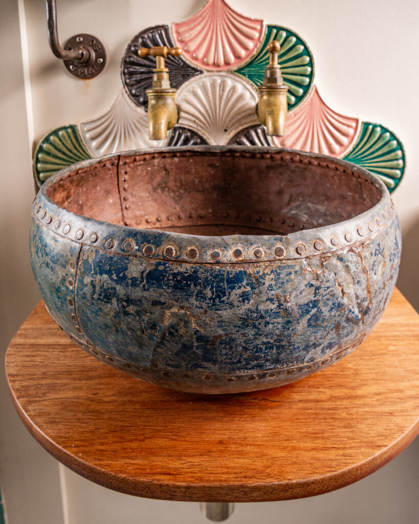 Unique metal sink in The Oat Box in Northern Ireland.