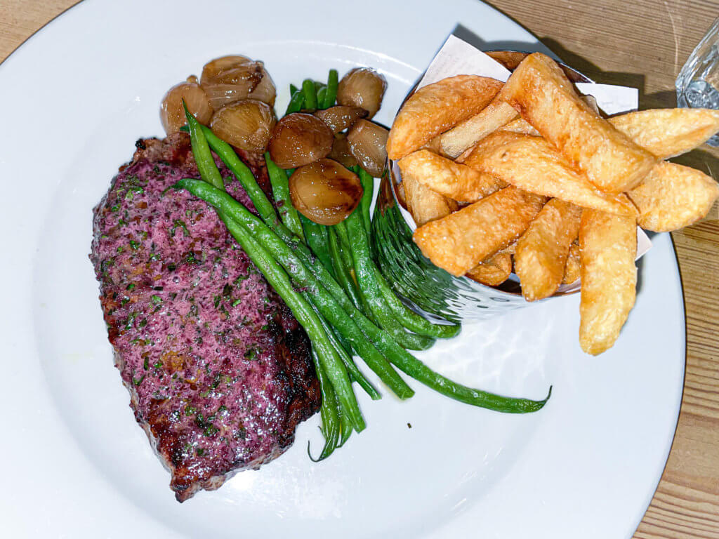 Steak and chips fried in beef dripping served at Y Polyn Restaurant in West Wales