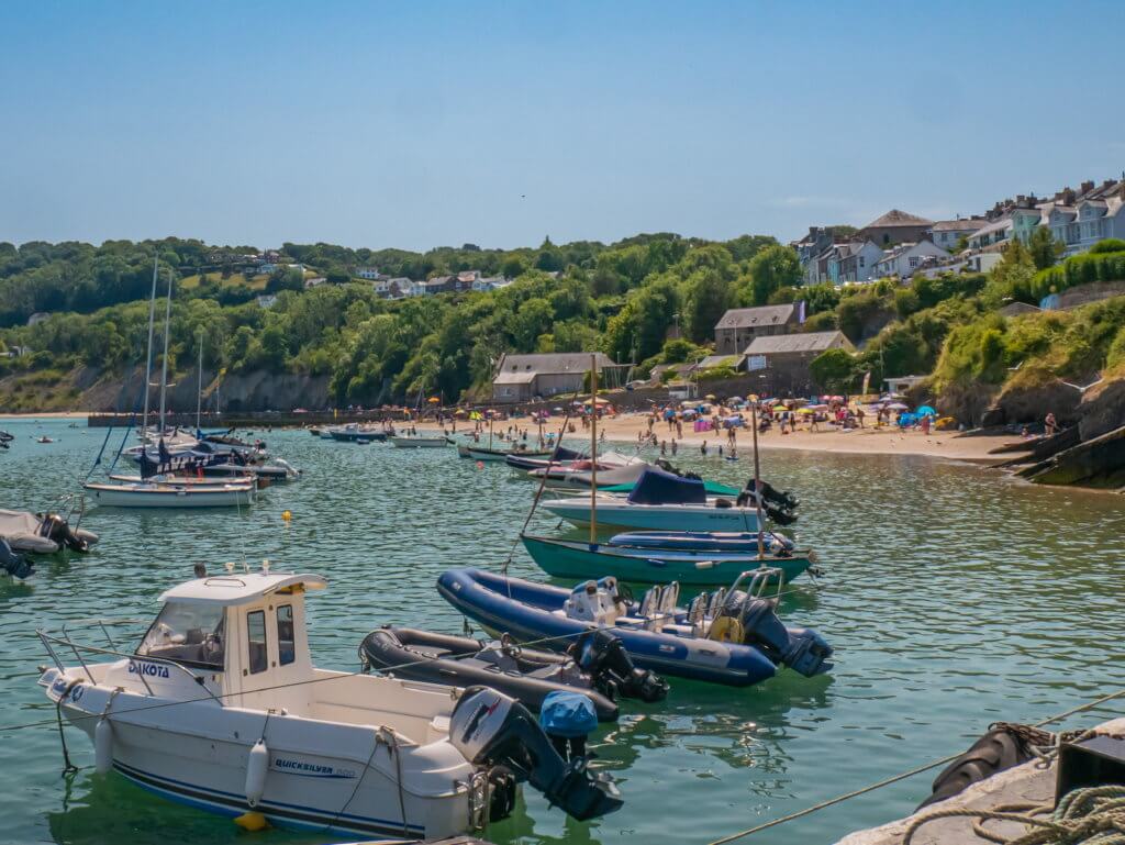 Boats in the harbour at New Quay Wales