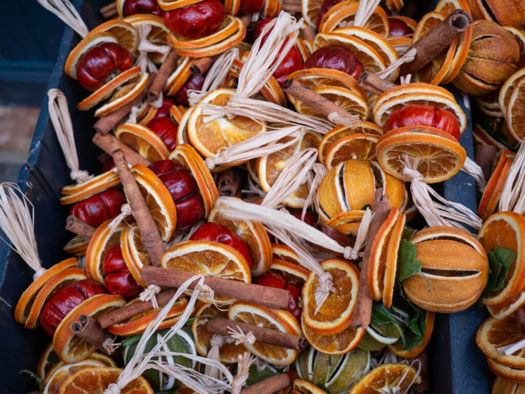 Christmas decorations for sale at Bath Christmas markets