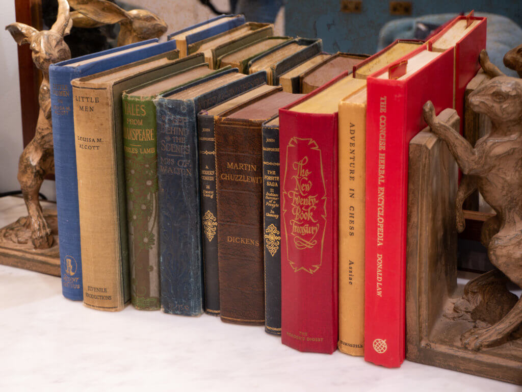 Books on display in the lobby of Hotel Indigo Bath