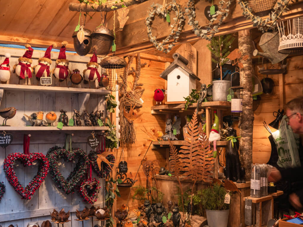 Garden ornaments for sale at Bath Christmas Market